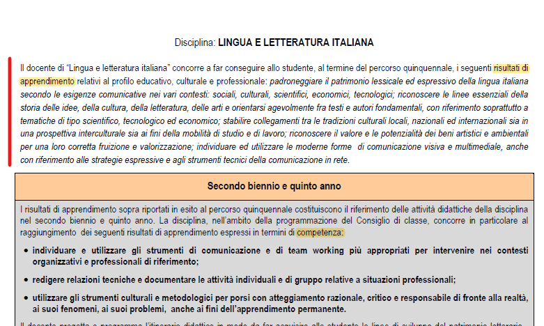 competenze istituti tecnici